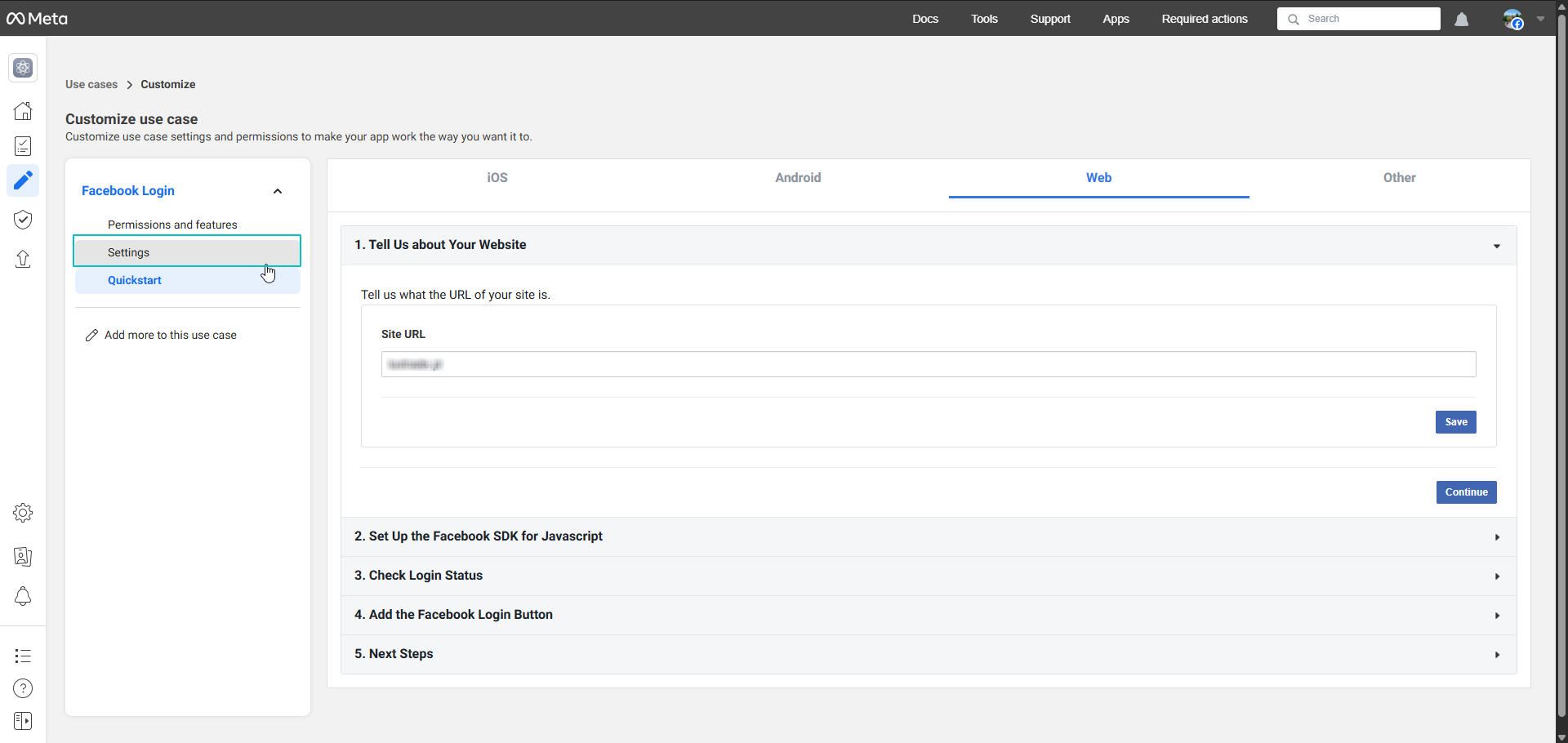 Zakładka ustawienia