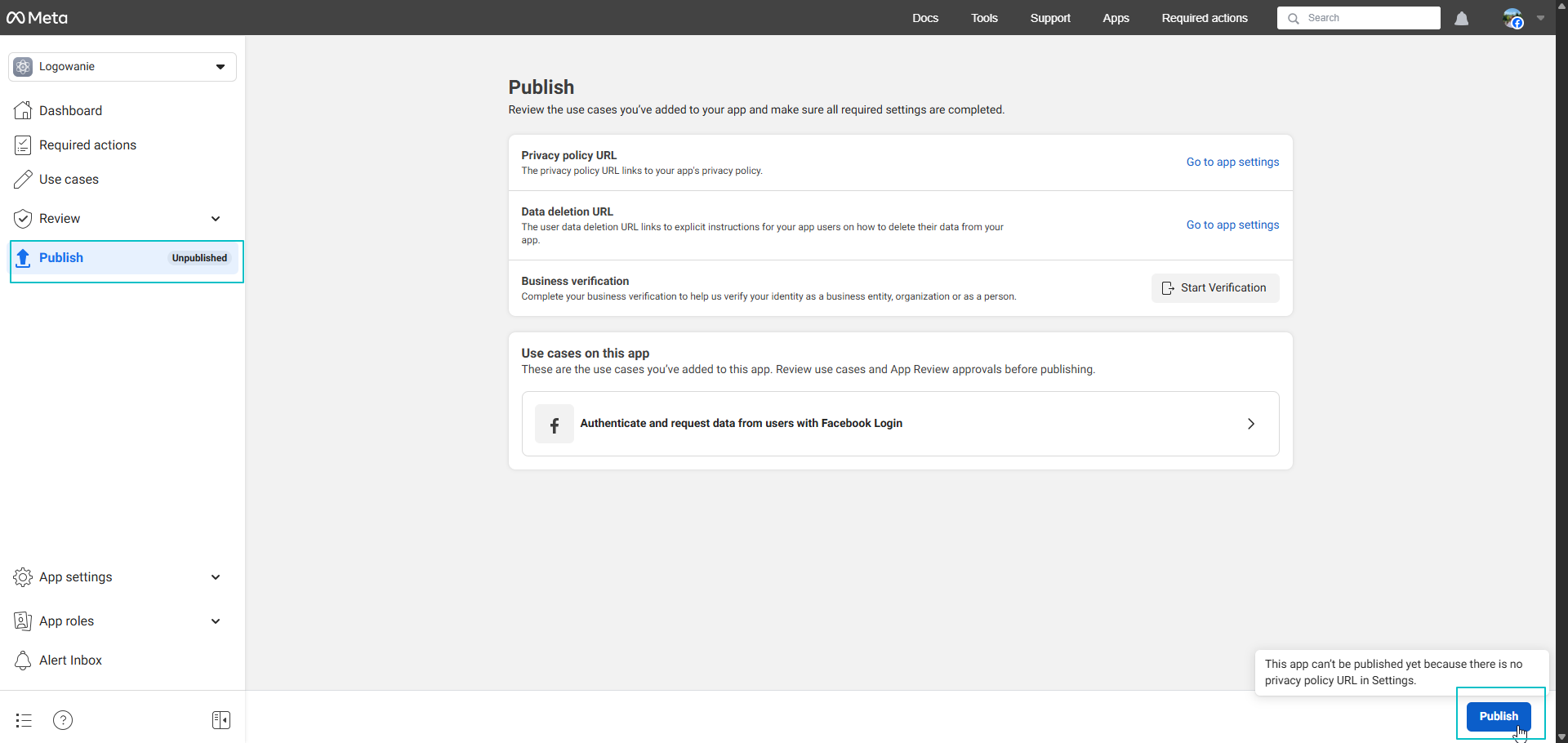 Publikacja aplikacji