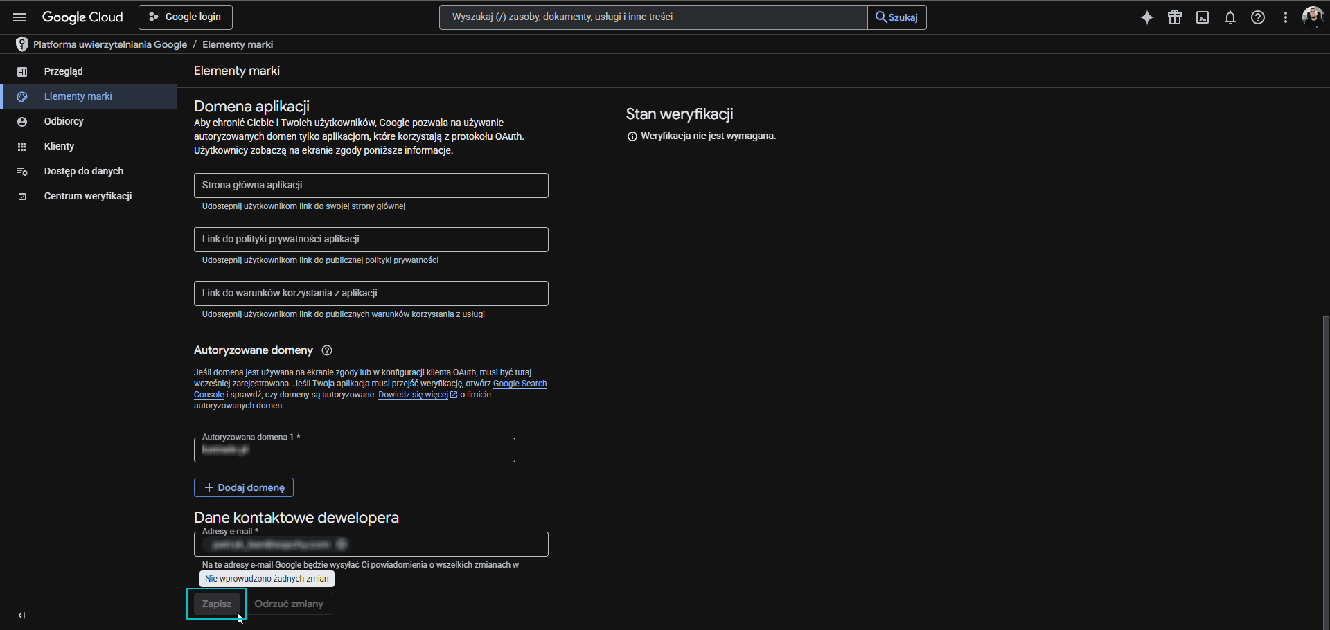 Zapisywanie elementów marki