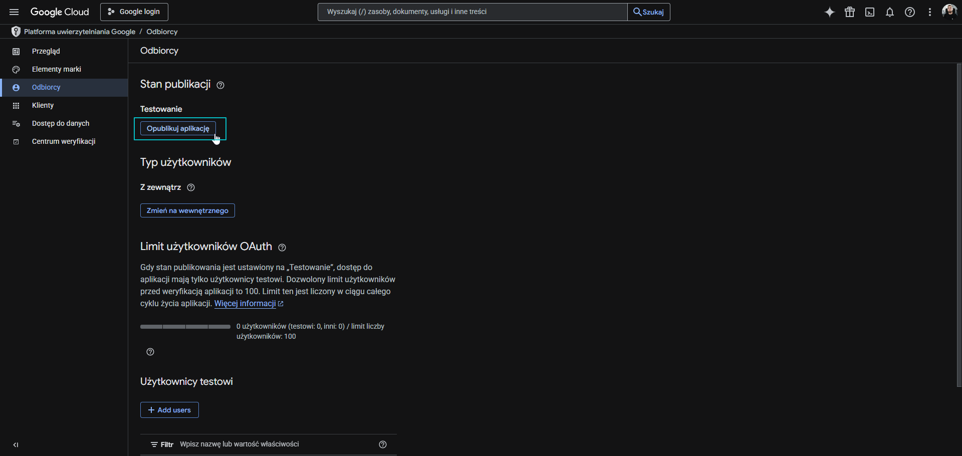 Publikacji aplikacji