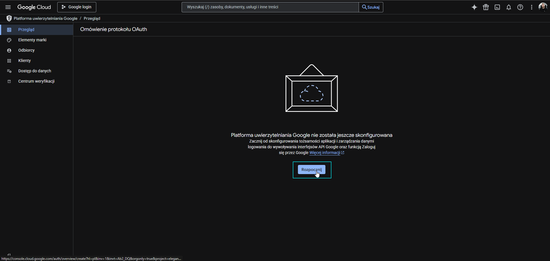 Rozpoczynanie konfiguracji zgody OAuth